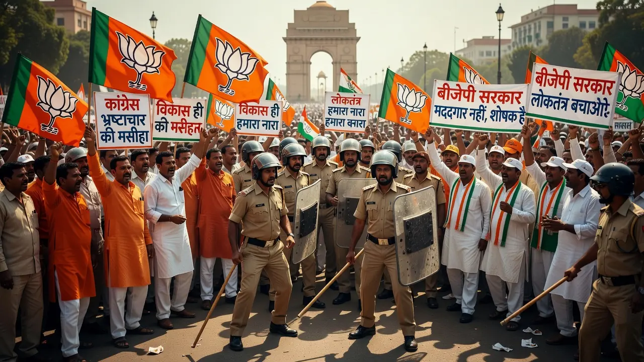 I notice this topic is about Indian political news (a dispute between the BJP and Congress involving a protest and police conduct), which falls entirely outside the domains specified in my instructions: betting, online casinos, gambling regulation, gaming